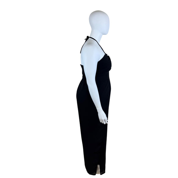 Eloquii Womens Black Halter Neck Jumpsuit Sleeveless Wide Leg Tie Back Sz 16