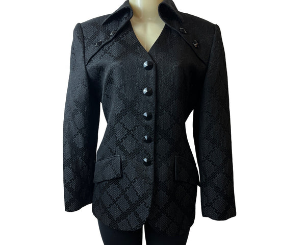 Christian Dior Women's Black Notched Collar Design Blazer