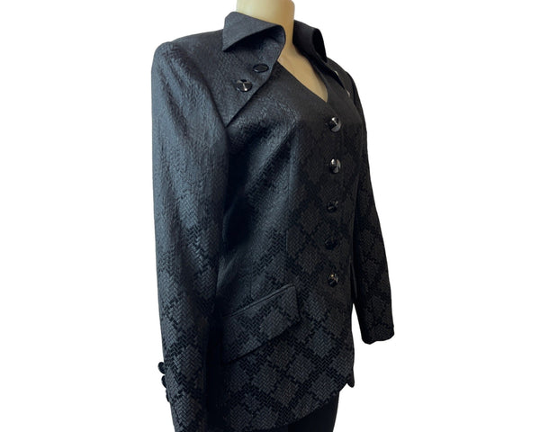 Christian Dior Women's Black Notched Collar Design Blazer