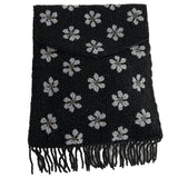 Handcrafted Women's Black Beaded Flowers Pattern Handbag Clutch Sz S