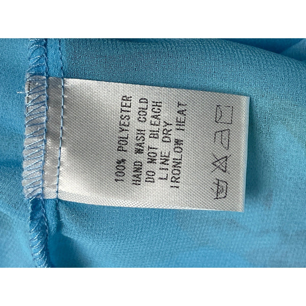 Ee:Some Womens Floral V-Neck Blouse With Balloon Sleeves In Blue Size L