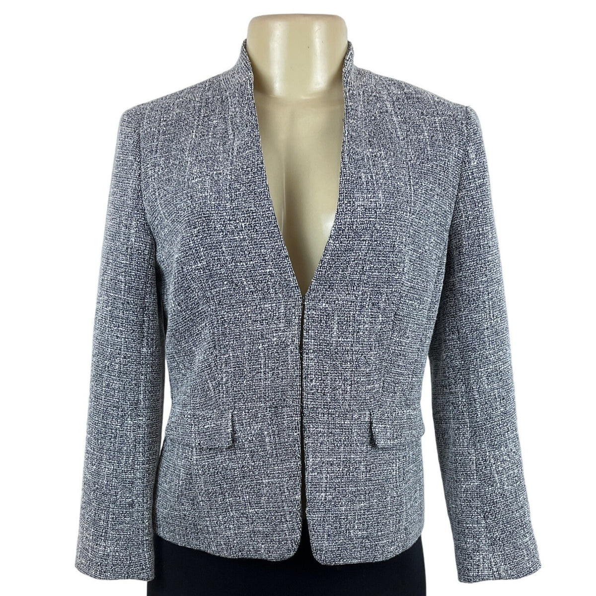 Ann Taylor Women's Grey Collarless Blazer Sz 2 (EUR 32) - NWT