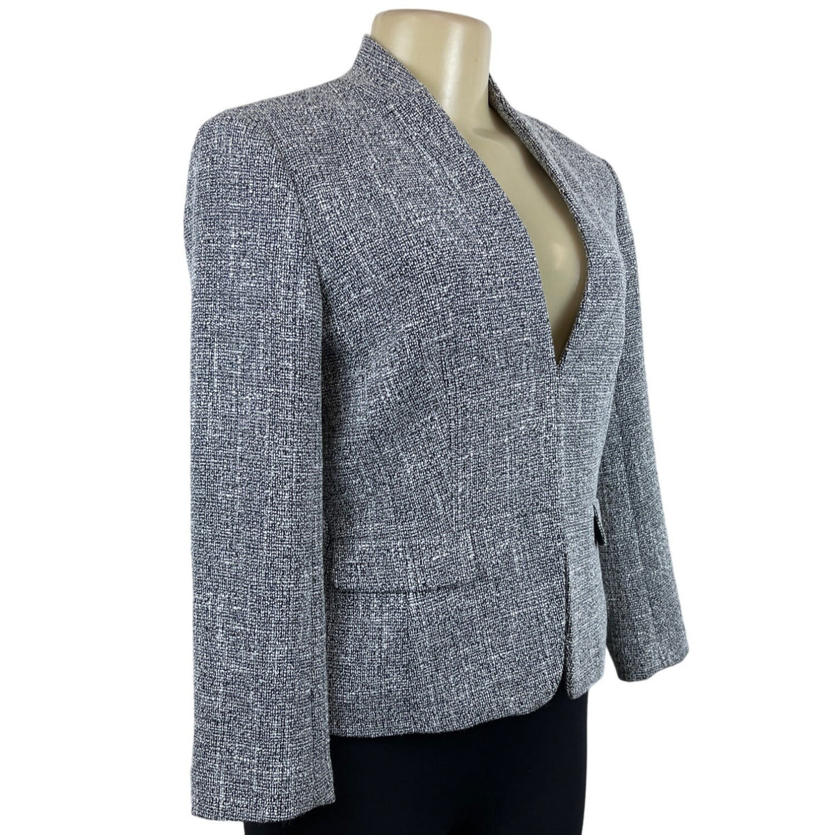 Ann Taylor Women's Grey Collarless Blazer Sz 2 (EUR 32) - NWT