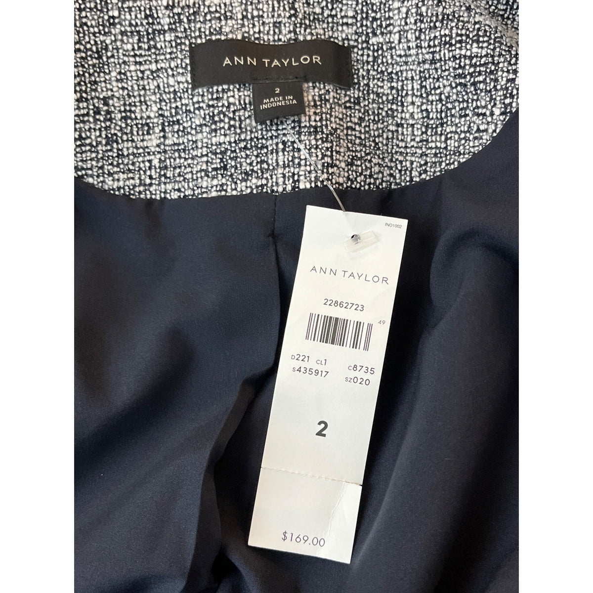 Ann Taylor Women's Grey Collarless Blazer Sz 2 (EUR 32) - NWT