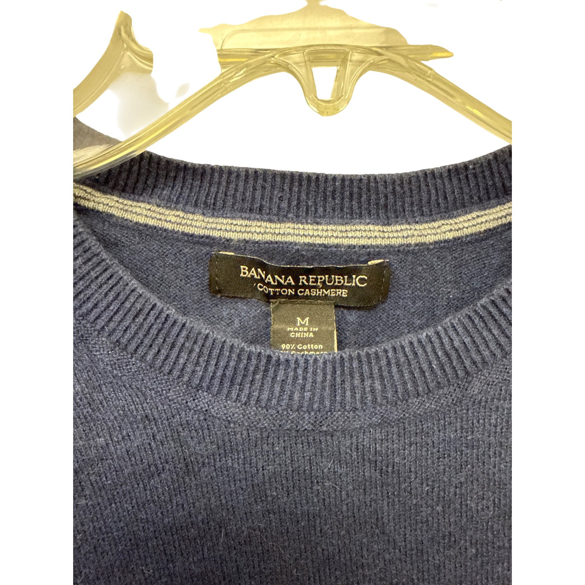 Banana Republic Mens Navy Cotton Cashmere Crewneck Sweater Medium Soft Knit Pullover
