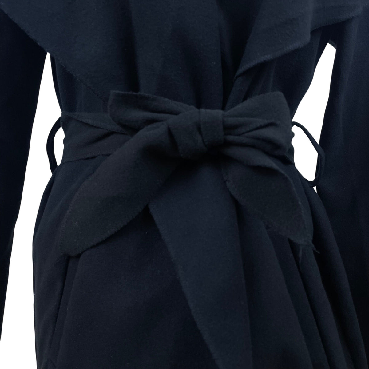 Ambiance Womens Black Polyester Belted Open-Front Coat Size M