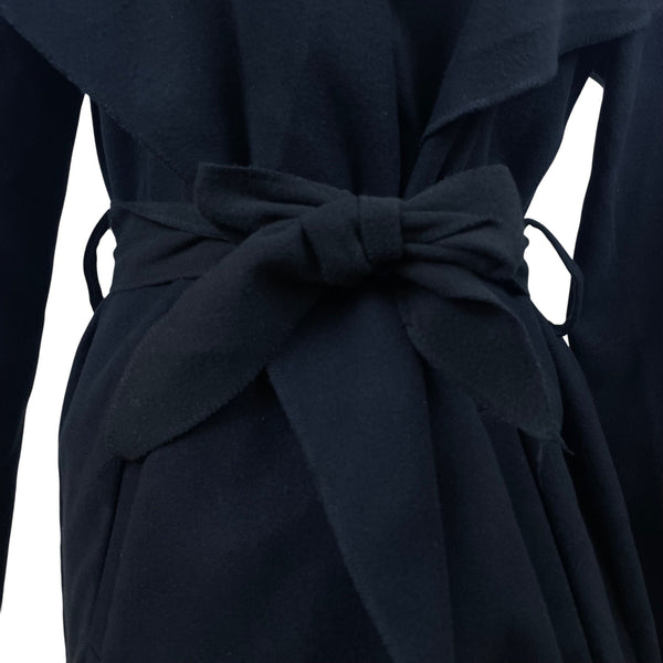 Ambiance Womens Black Polyester Belted Open-Front Coat Size M