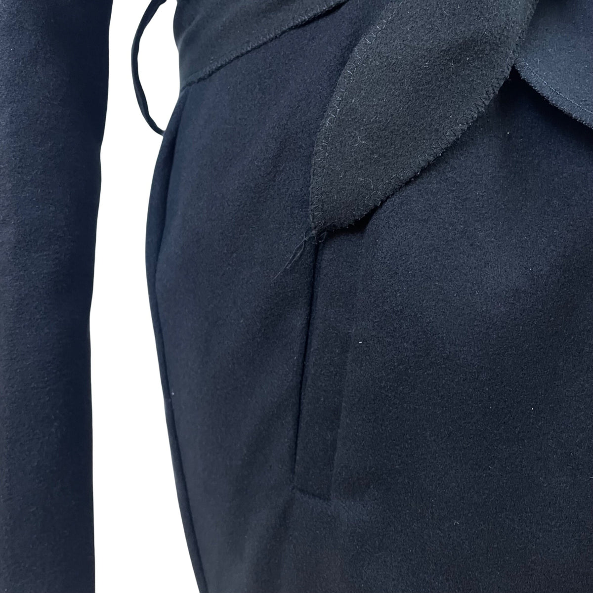 Ambiance Womens Black Polyester Belted Open-Front Coat Size M