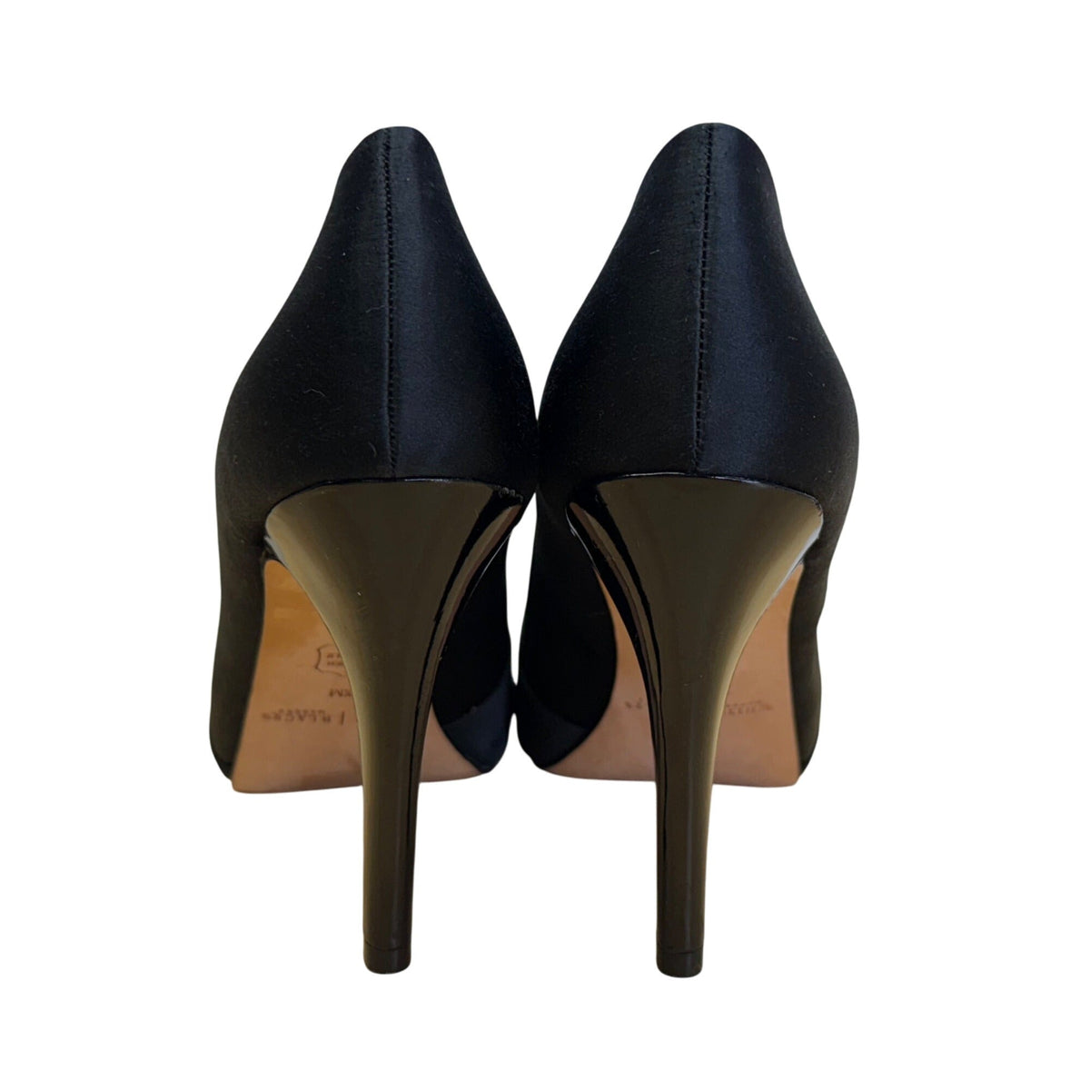 White House Black Market Women’s Black Satin London Peep Toe Heels 6.5M