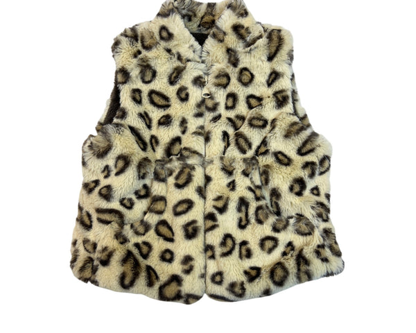 Widgeon Baby Leopard Print Faux Fur Vest Brown & Animal Pattern Size18M - New
