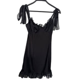Lucy In The Sky Women’s Black Mini Dress With Ruffle & Tie Straps Small