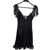 Lucy In The Sky Women’s Black Mini Dress With Ruffle & Tie Straps Small