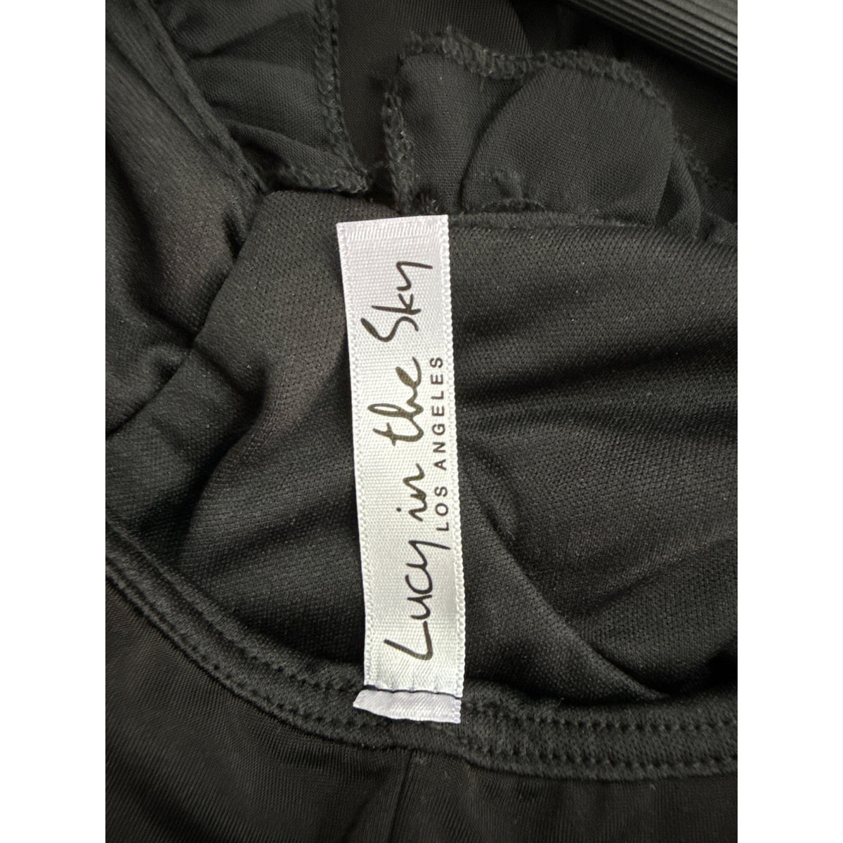 Lucy In The Sky Women’s Black Mini Dress With Ruffle & Tie Straps Small