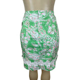 Lilly Pulitzer Green Floral Print Skirt With Lace Trim Size 4- New