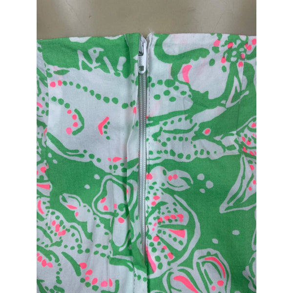 Lilly Pulitzer Green Floral Print Skirt With Lace Trim Size 4- New