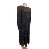 Vintage 80s Neiman Marcus Women's Black Shift Long Sleeve Dress Sz L