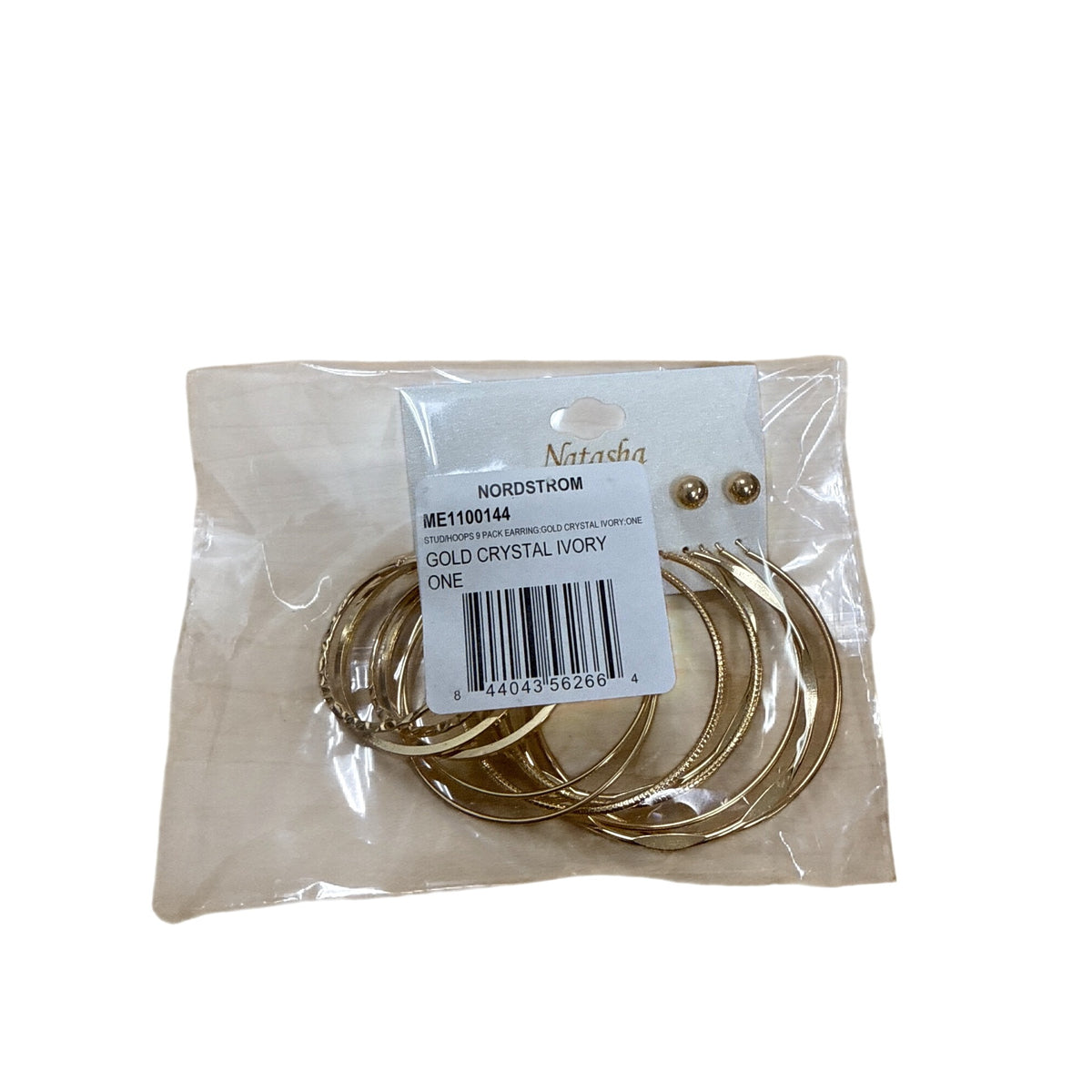 Nordstrom Womens Gold Metal Crystal & Ivory 9-Pack Hoops & Stud Earrings One Size