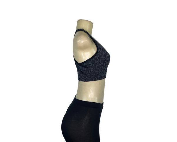 Gymshark Womens Black Leopard Print Crossback Sports Bra S