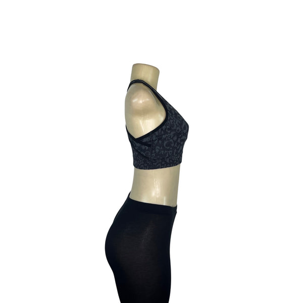 Gymshark Womens Black Leopard Print Crossback Sports Bra S