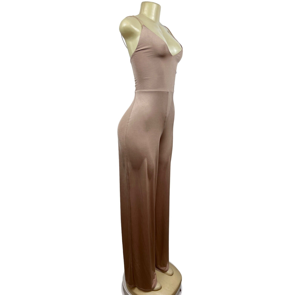 ASOS Womens Sleeveless Cross-Back Beige Jumpsuit W/ Wide-Leg Design Sz 10 - New