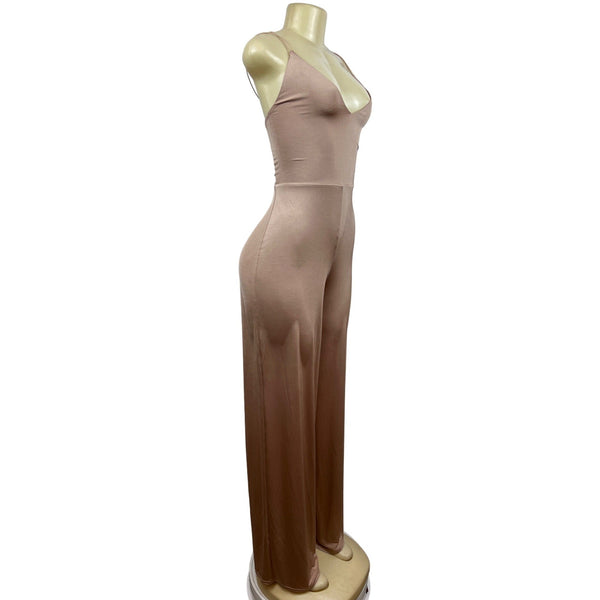 ASOS Womens Sleeveless Cross-Back Beige Jumpsuit W/ Wide-Leg Design Sz 10 - New