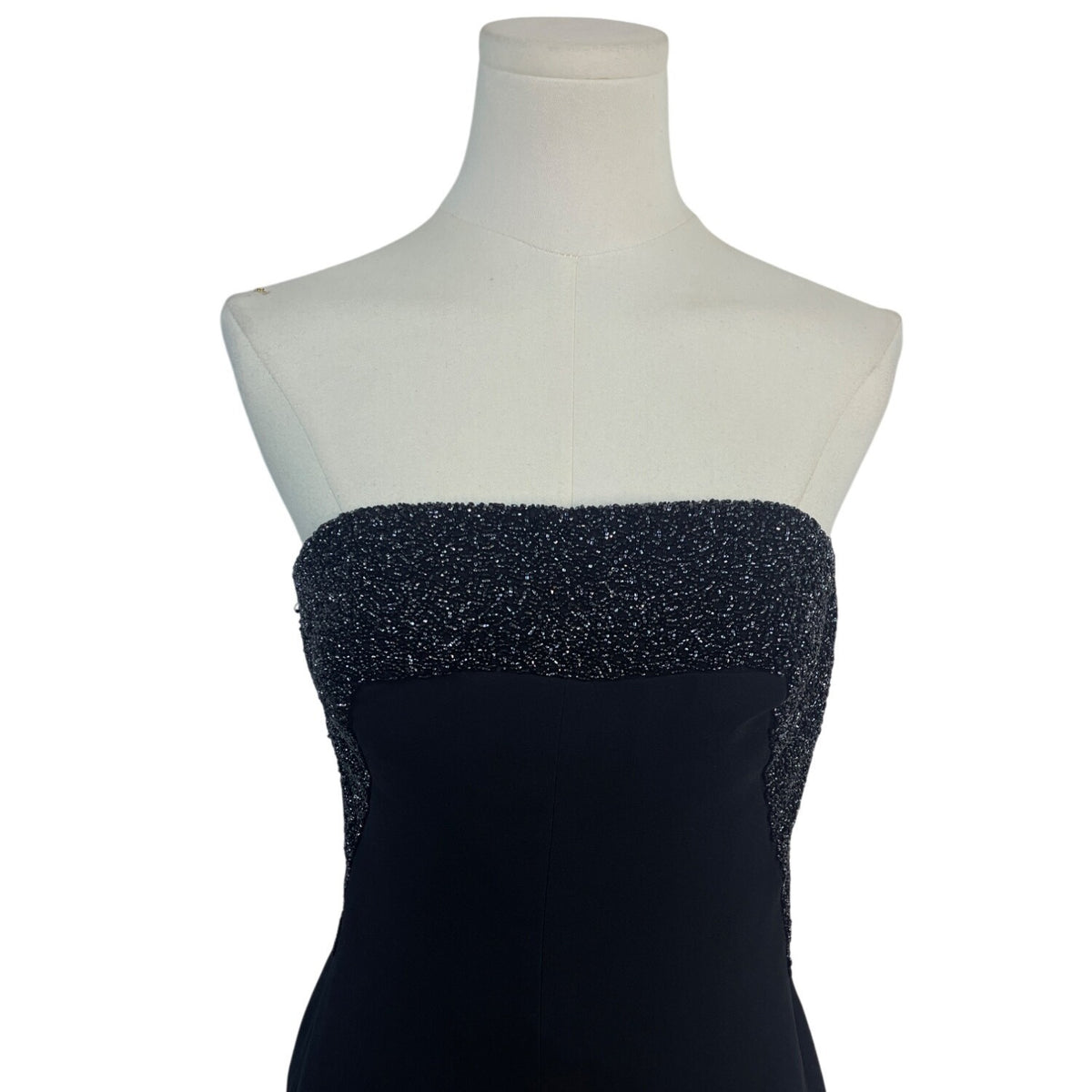 Helen Morley Strapless Black Midi Dress W/ Glitter Bust & Sheer Wrap Szize 10