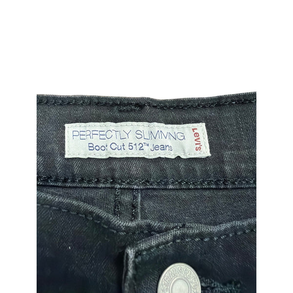 Levis Womens Black Denim Boot Cut 512 Jeans Mid Rise Stretch Sz10 Medium