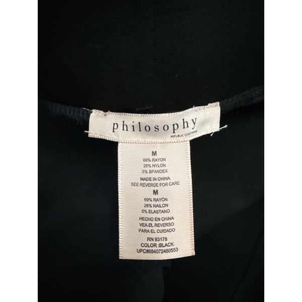 Philosophy Womens Black Stretch Leggings M Rayon Blend