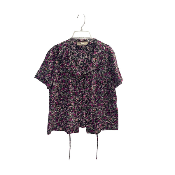 Norton Womens Floral Short Sleeve Blouse Multicolor Size Medium