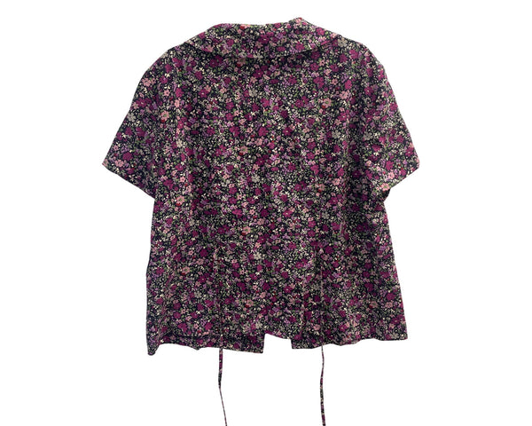 Norton Womens Floral Short Sleeve Blouse Multicolor Size Medium