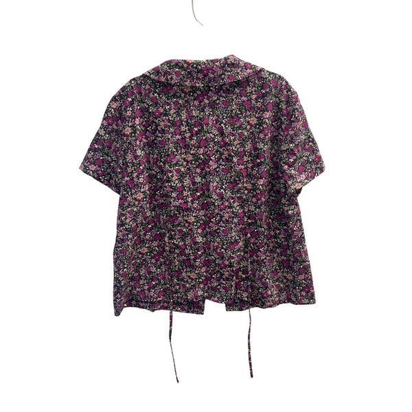 Norton Womens Floral Short Sleeve Blouse Multicolor Size Medium