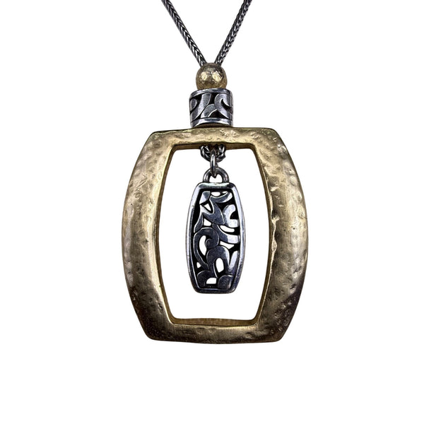 Betsey Johnson Womens Gold Tone & Silver Tone Pendant Necklace Adjustable Chain