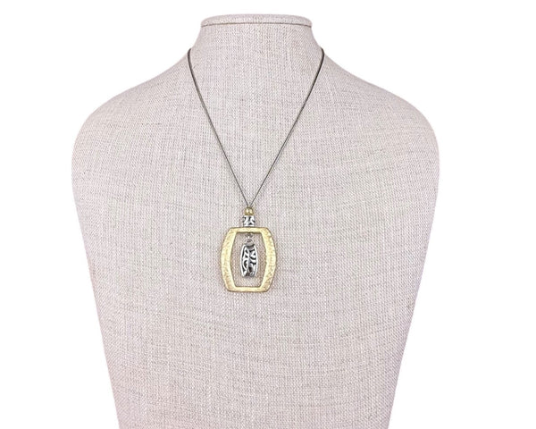 Betsey Johnson Womens Gold Tone & Silver Tone Pendant Necklace Adjustable Chain