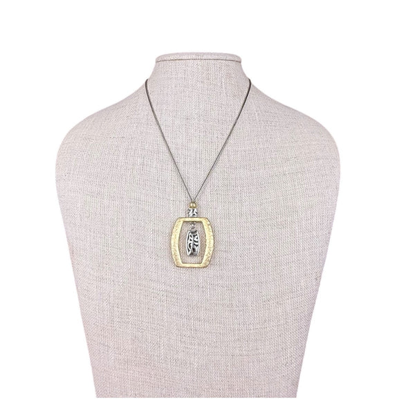 Betsey Johnson Womens Gold Tone & Silver Tone Pendant Necklace Adjustable Chain