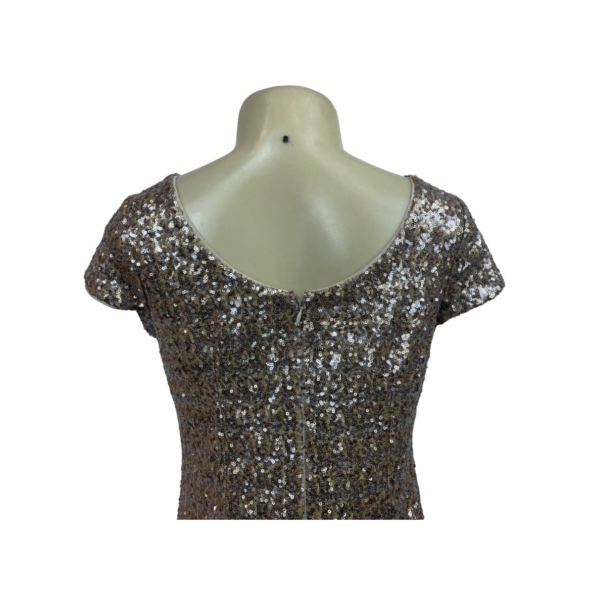 Womens Sequin Short Sleeve Mini Dress In Brown & Silver New