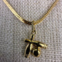 Monet Women's Vintage Gold Tone Bowling Charm Necklace Snake Chain Elegant Jewelry