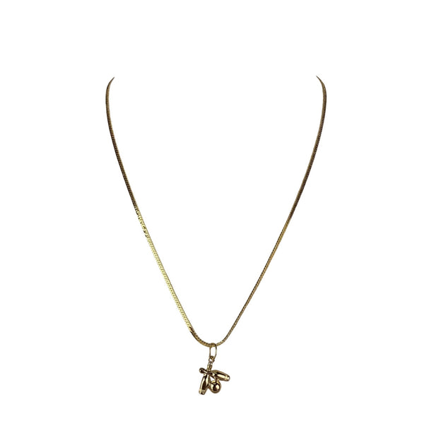 Monet Women's Vintage Gold Tone Bowling Charm Necklace Snake Chain Elegant Jewelry