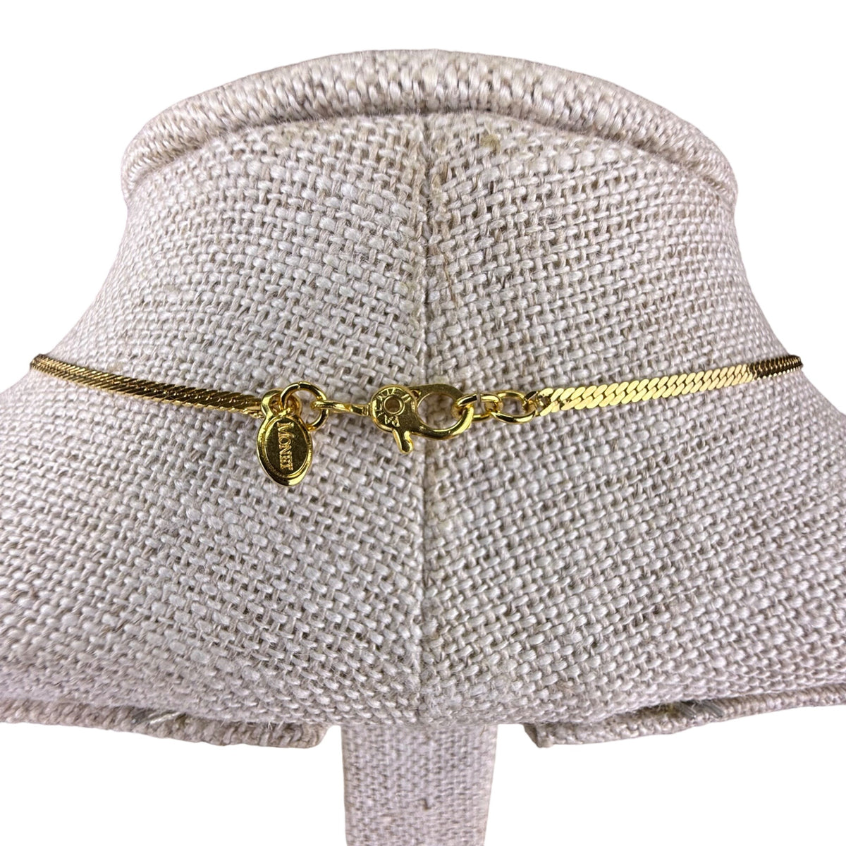 Monet Women's Vintage Gold Tone Bowling Charm Necklace Snake Chain Elegant Jewelry