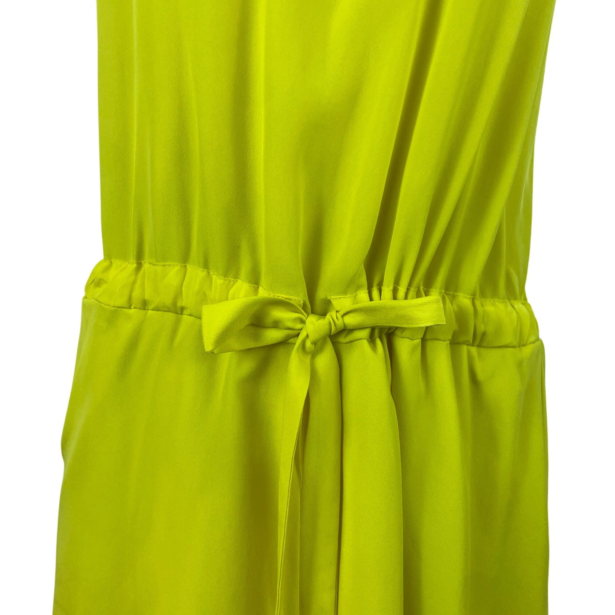 Bar III Women's Yellow Sleeveless Halter Dress W/ Tie Waist & Gray Hem Sz S