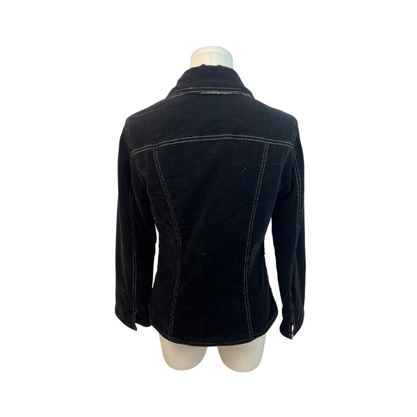 For Joseph Fortune Women's Black Denim Jacket With White Stitching Size M