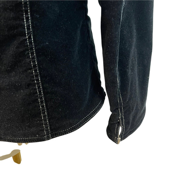 For Joseph Fortune Women's Black Denim Jacket With White Stitching Size M