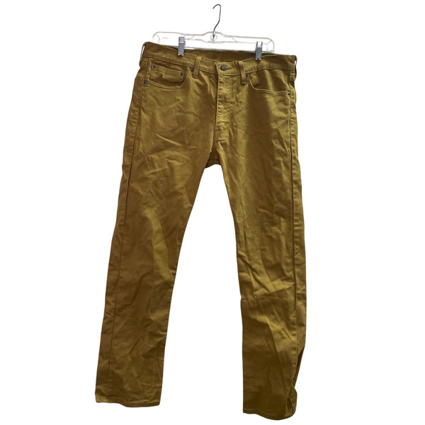 Levis Mens Mustard Cotton Stretch 513 Slim Straight Jeans W34 L32 Durable Stylish