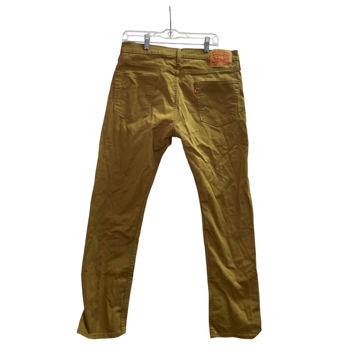 Levis Mens Mustard Cotton Stretch 513 Slim Straight Jeans W34 L32 Durable Stylish