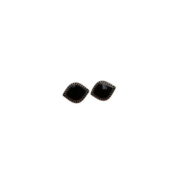 Black & Silver Square Stud Earrings