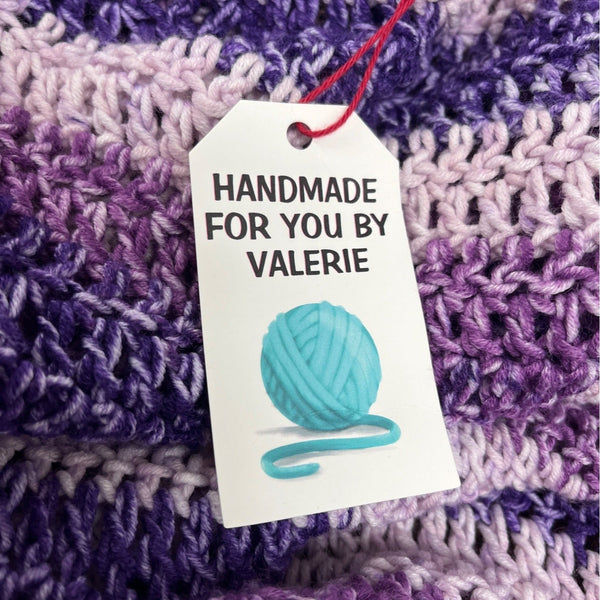 Handmade Purple & White Striped Crochet Cardigan One Size