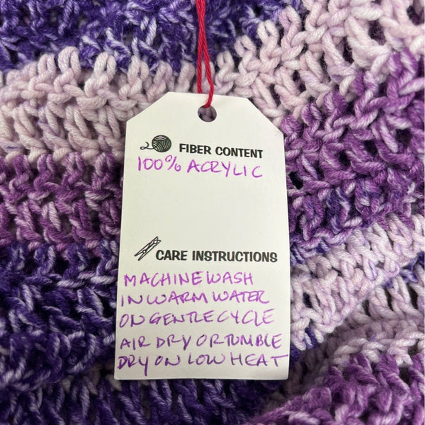 Handmade Purple & White Striped Crochet Cardigan One Size