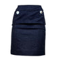 Per Se Womens Navy Cotton Blend High-Waist Pencil Skirt Button Detail Size 8