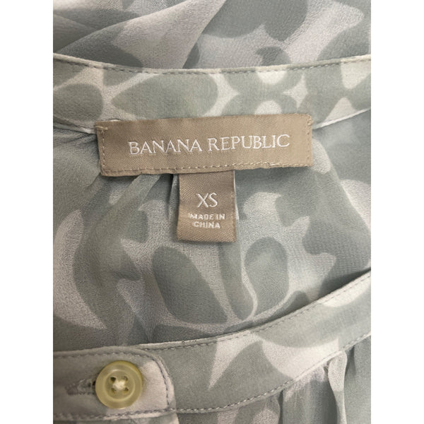 Banana Republic Women's Grey and White Sheer Long Sleeved Blouse Sz XS