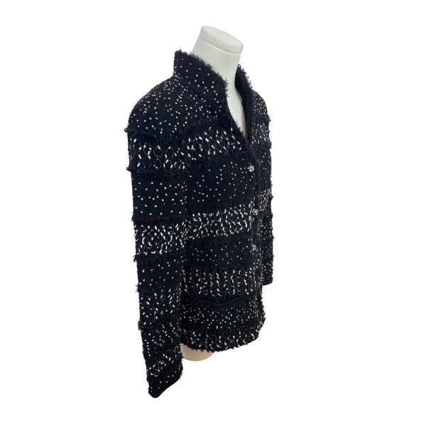 Escada Black & White Virgin Wool Jacket With Pearl Buttons Womens Size 38