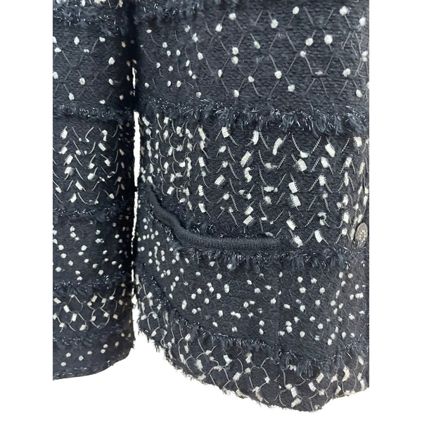 Escada Black & White Virgin Wool Jacket With Pearl Buttons Womens Size 38
